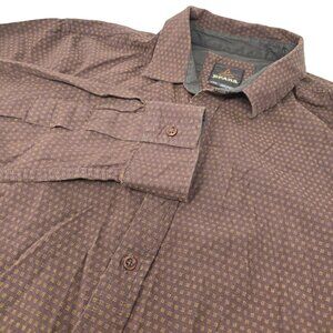 Prana Button Up‎ Hiking Camping Fishing Shirt Large Men's Brown Long Sleeve